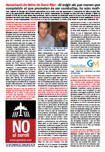 Entrevista a la Presidenta (Elisabet Mart�nez) i al vice-president (�lex S�nchez) de l'AVV de Gav� Mar publicada al n�mero 75 de la publicaci� L'ERAMPRUNY� (Novembre 2009)